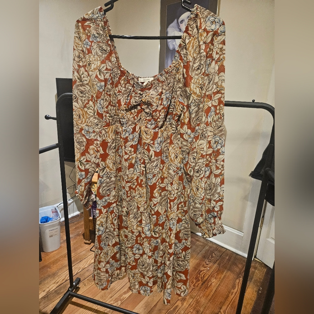 Maurices Terracotta and Floral Dress